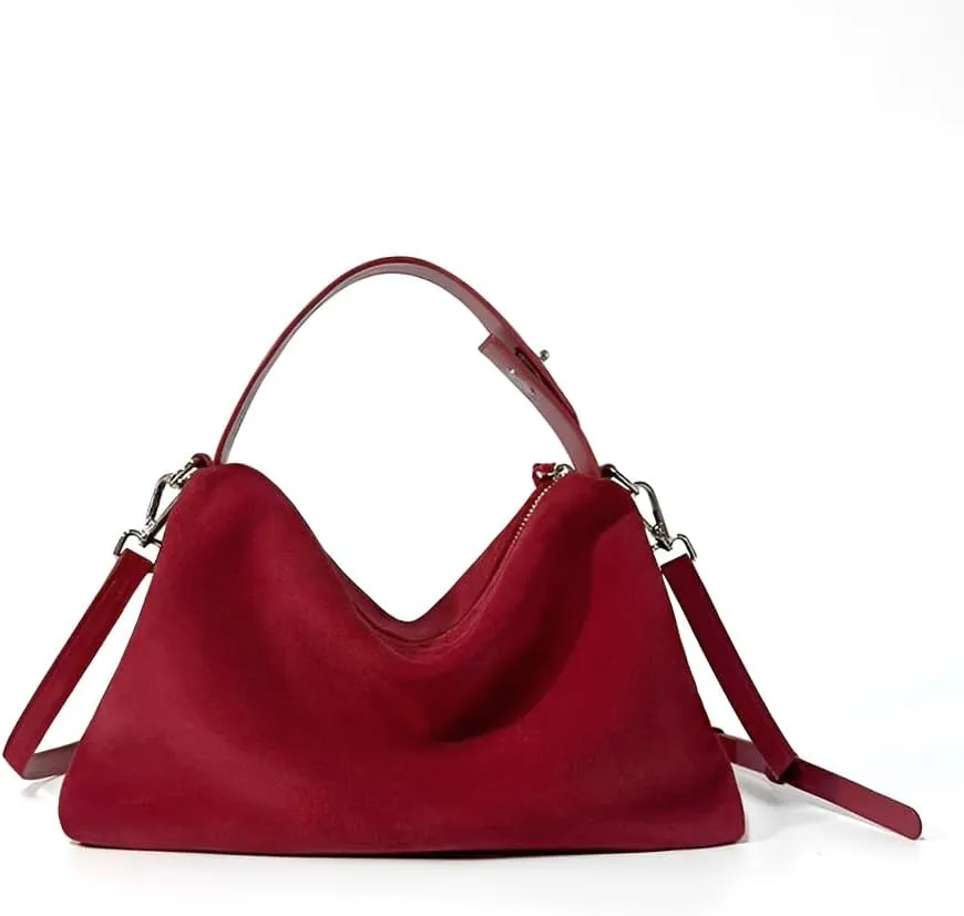 VAKAER Suede Tote Bag for Women, Suede Leather Crossbody Bag with Adjustable Strap Nubuck Shoulder Satchel Hobo Purse