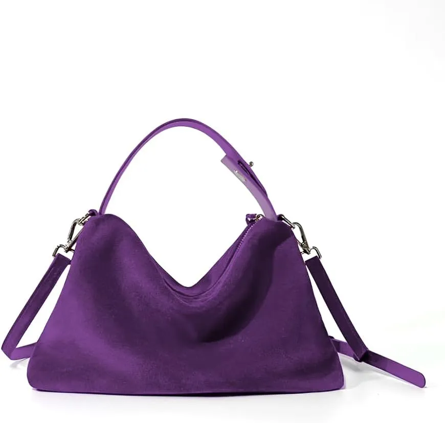 VAKAER Suede Tote Bag for Women, Suede Leather Crossbody Bag with Adjustable Strap Nubuck Shoulder Satchel Hobo Purse