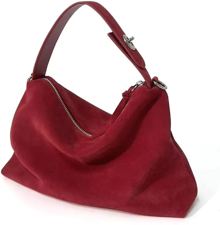 VAKAER Suede Tote Bag for Women, Suede Leather Crossbody Bag with Adjustable Strap Nubuck Shoulder Satchel Hobo Purse