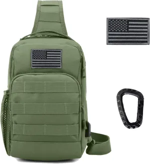 Valinov Tactical Shoulder Bag,Molle Shoulder Backpacks,Military Sling Daypack Backpack with USB Charging port