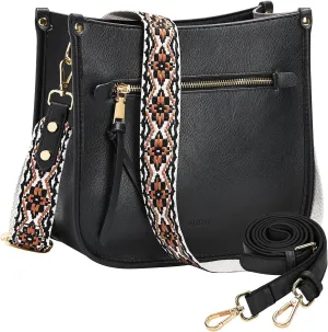 VASCHY Crossbody Bag Purse for Women,Fashion Vegan Leather Hobo Handbag Shoulder Bag Purse with Guitar Strap