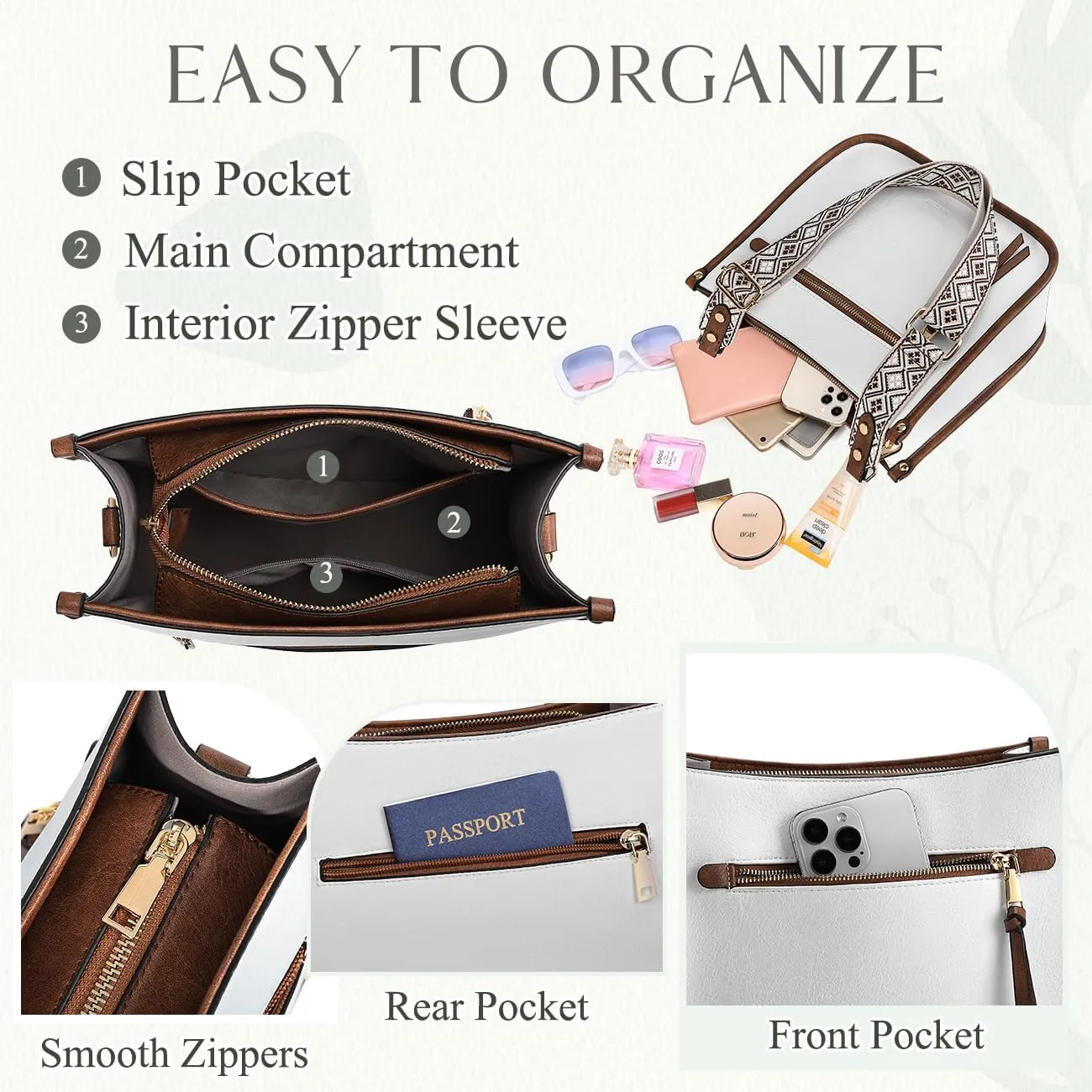VASCHY Crossbody Bag Purse for Women,Fashion Vegan Leather Hobo Handbag Shoulder Bag Purse with Guitar Strap