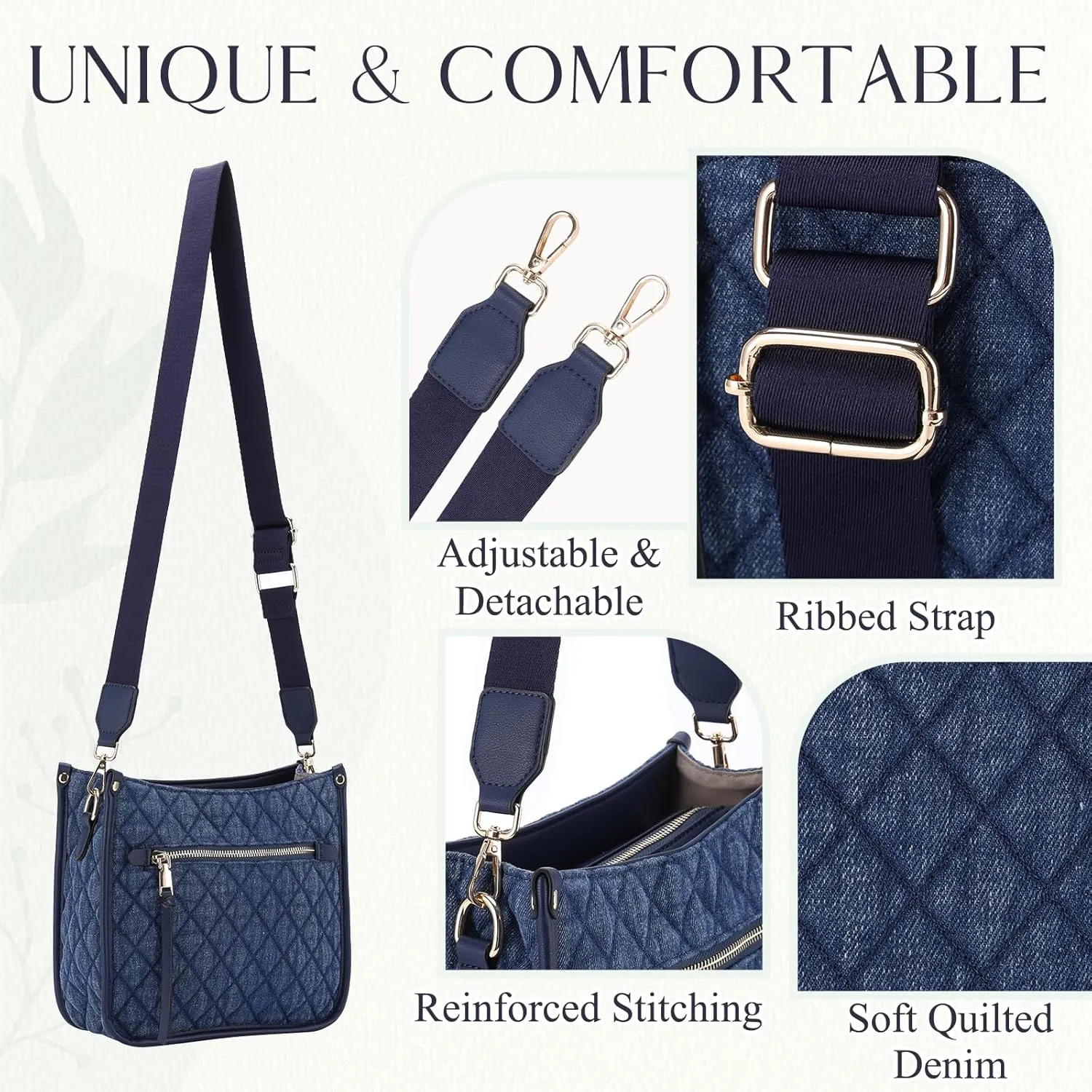 VASCHY Crossbody Bag Purse for Women,Fashion Vegan Leather Hobo Handbag Shoulder Bag Purse with Guitar Strap
