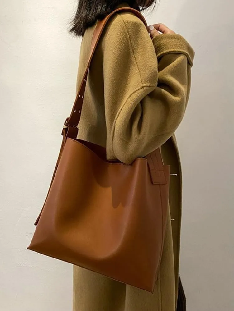 Vegan Leather Hobo Bag for Women Vintage Shoulder Bag Slouchy Bucket Handbag Crossbody Bag with Coin Purse
