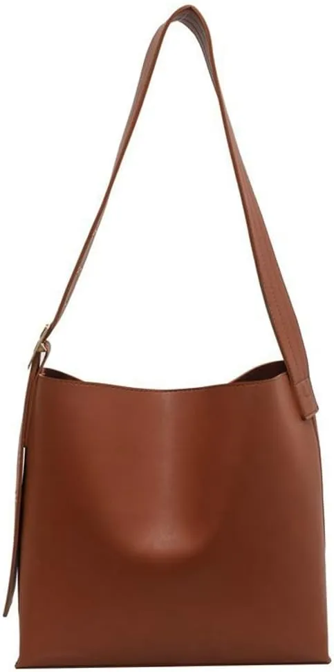 Vegan Leather Hobo Bag for Women Vintage Shoulder Bag Slouchy Bucket Handbag Crossbody Bag with Coin Purse