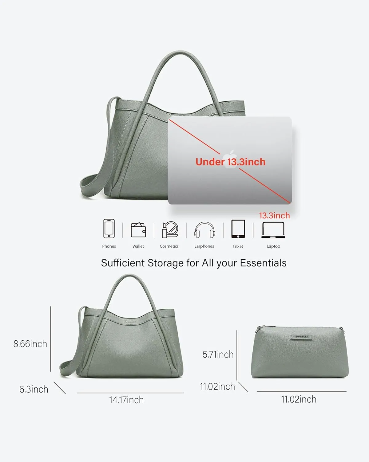 Vegan Leather Tote Bag for Women, Hobo Shoulder Bag, Crossbody Handbag with Matching Purse, Stylish Versatile