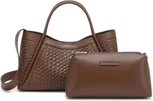 Vegan Leather Tote Bag for Women, Hobo Shoulder Bag, Crossbody Handbag with Matching Purse, Stylish Versatile