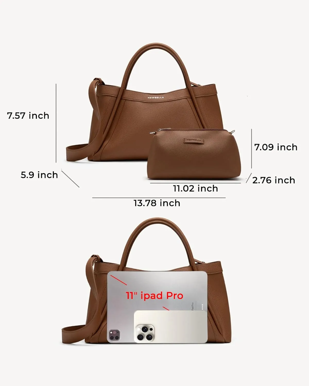 Vegan Leather Tote Bag for Women, Hobo Shoulder Bag, Crossbody Handbag with Matching Purse, Stylish Versatile