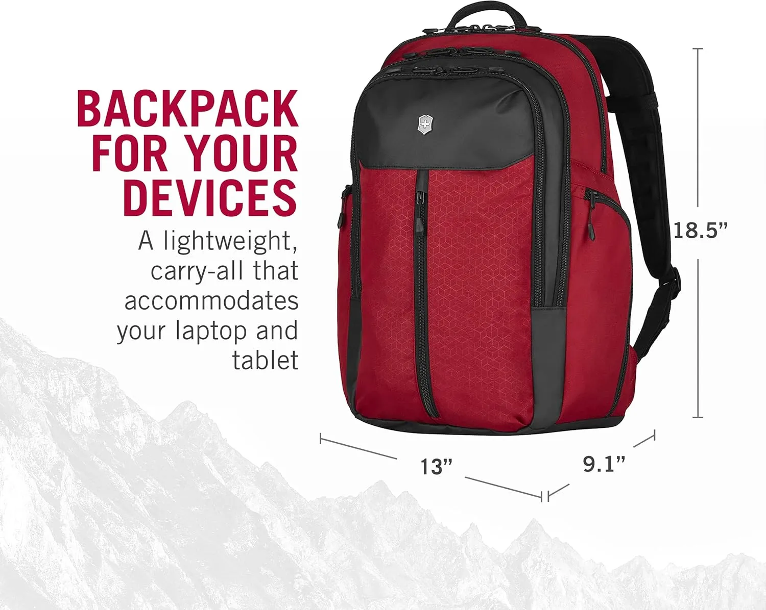 Victorinox Altmont Original Vertical-Zip Laptop Backpack - Travel Backpack for 17" Laptop - Premium Travel Accessory - 24 Liters, Red