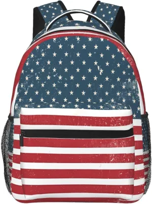 Vintage American Flags Casual Backpacks Sport Backpack Travel Rucksack Canvas Daypack Workout Bags with Pockets for Gym Working Hiking