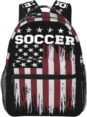 Vintage American Motorcycle Flag Dirt Bike Rider Motocross Casual Backpacks Sport Backpack Travel Rucksack Canvas Daypack Workout Bags with Pockets for Gym Working Hiking