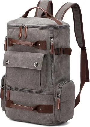 Vintage Canvas Backpack Casual Travel Rucksack 15.6inch Laptop Daypacks Hiking Camping Backpack