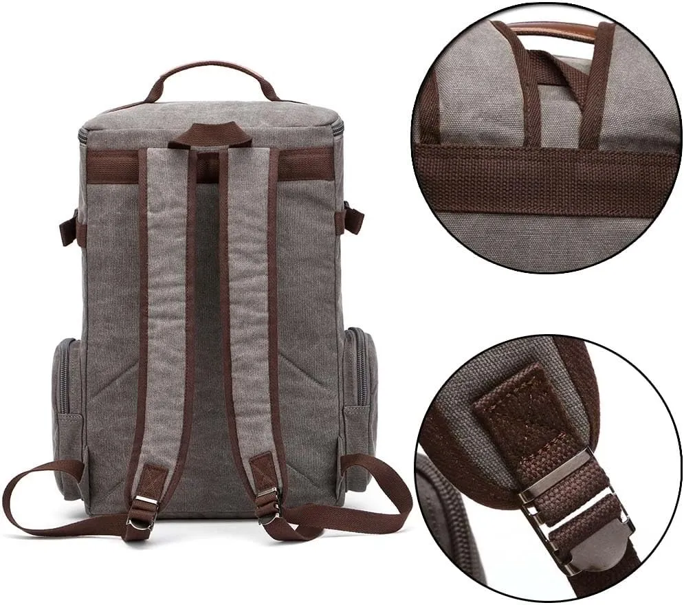 Vintage Canvas Backpack Casual Travel Rucksack 15.6inch Laptop Daypacks Hiking Camping Backpack