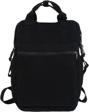Vintage Canvas Backpack, Classic Daypack with Multiple Pockets, Rushbag, Bookbag, Multi Colors (College & High School, Black)