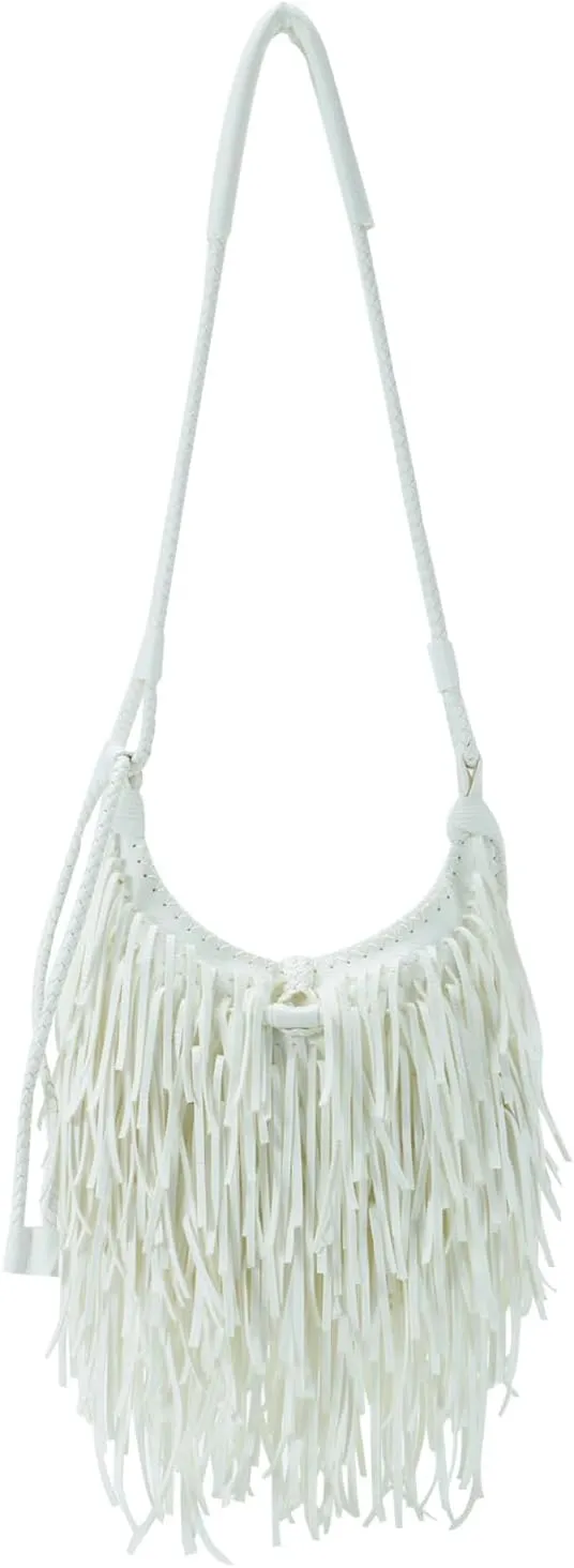 Vintage Fringe Hobo Bag for Women - Black Fringe Purse with Tassel Satchel Shoulder Bag