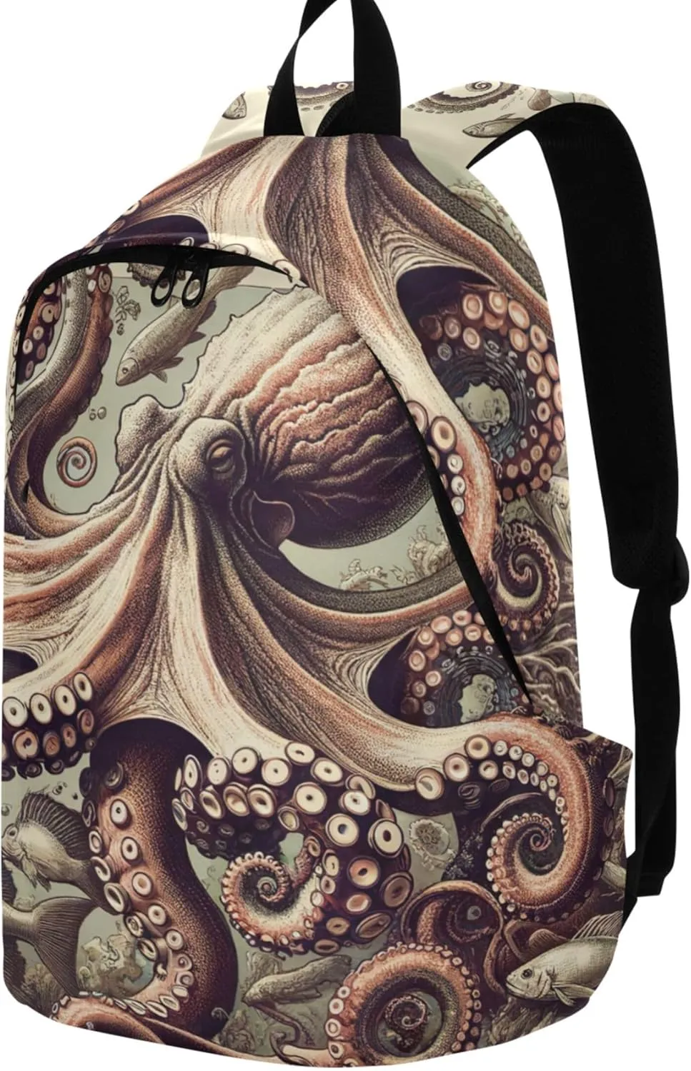 Vintage Octopus Art Medium Womens Casual Daypack Backpacks Bookbag Backpack for School