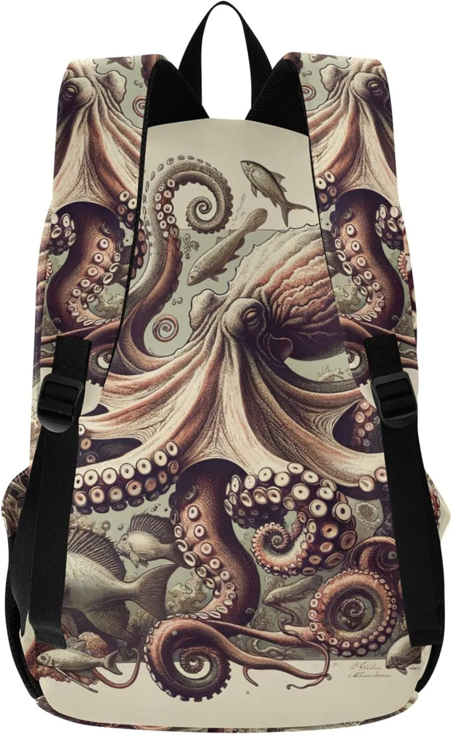 Vintage Octopus Art Medium Womens Casual Daypack Backpacks Bookbag Backpack for School