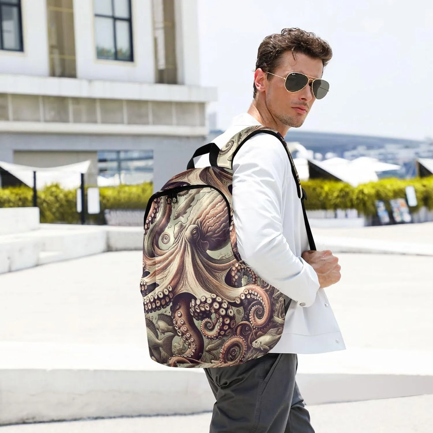 Vintage Octopus Art Medium Womens Casual Daypack Backpacks Bookbag Backpack for School