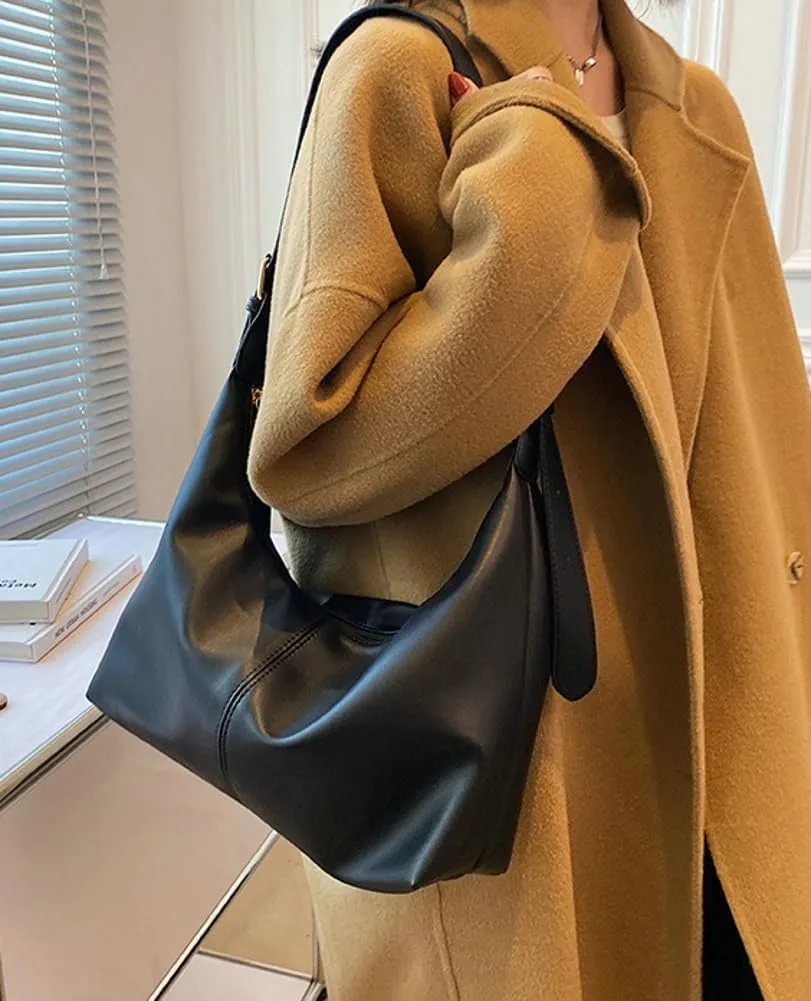 Vintage Shoulder Crossbody Purses for Women Large Dumpling Tote Bag Soft Vegan Leather Handbags Adjustable Satchels