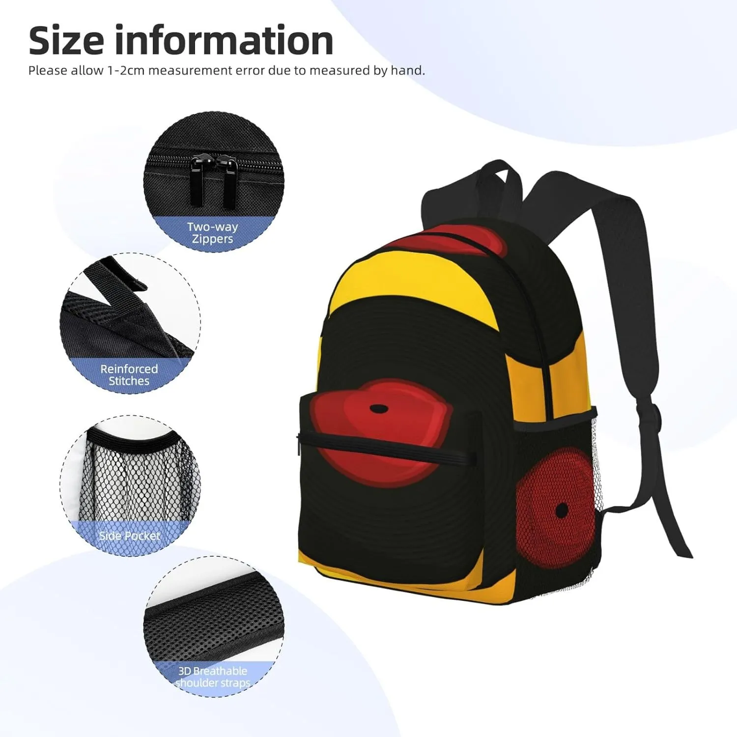 Vinyl Music Record Backpack, Travel Laptop Backpack Computer Bag Rucksack for Men Women Business Work Fits 15.6 Inch Notebook