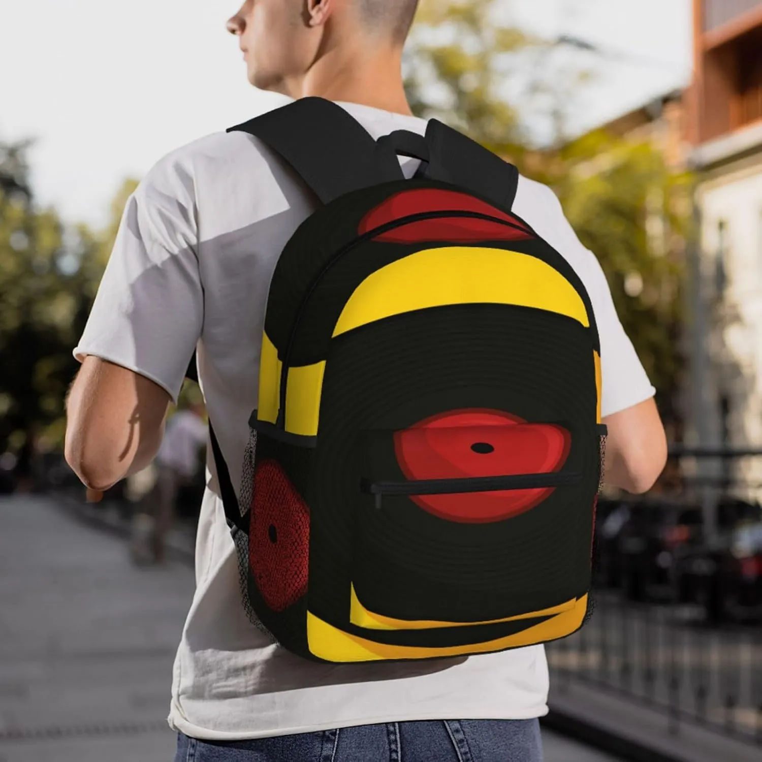 Vinyl Music Record Backpack, Travel Laptop Backpack Computer Bag Rucksack for Men Women Business Work Fits 15.6 Inch Notebook