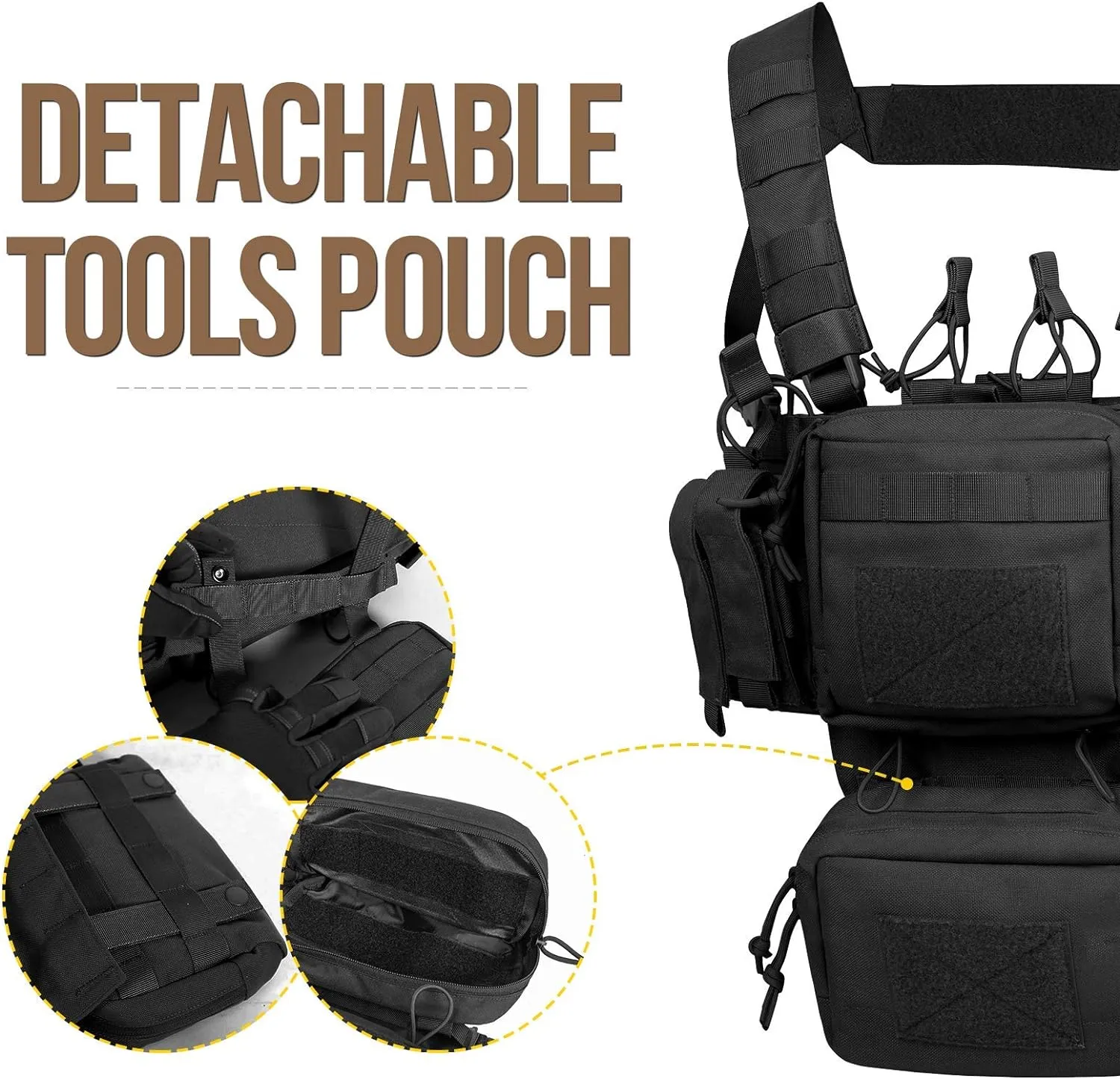 VISMIX Tactical Chest Rig, Adjustable&Detachable Molle Chest Rigs with Mag Pouch