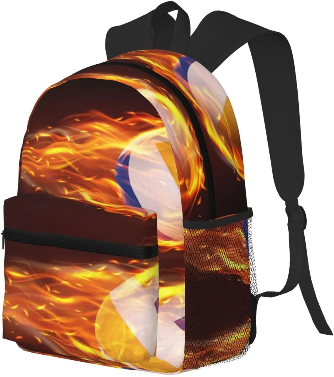 Volleyball Balls Flying Fire Falling Backpack, Travel Laptop Backpack Computer Bag Rucksack for Men Women Business Work Fits 15.6 Inch Notebook