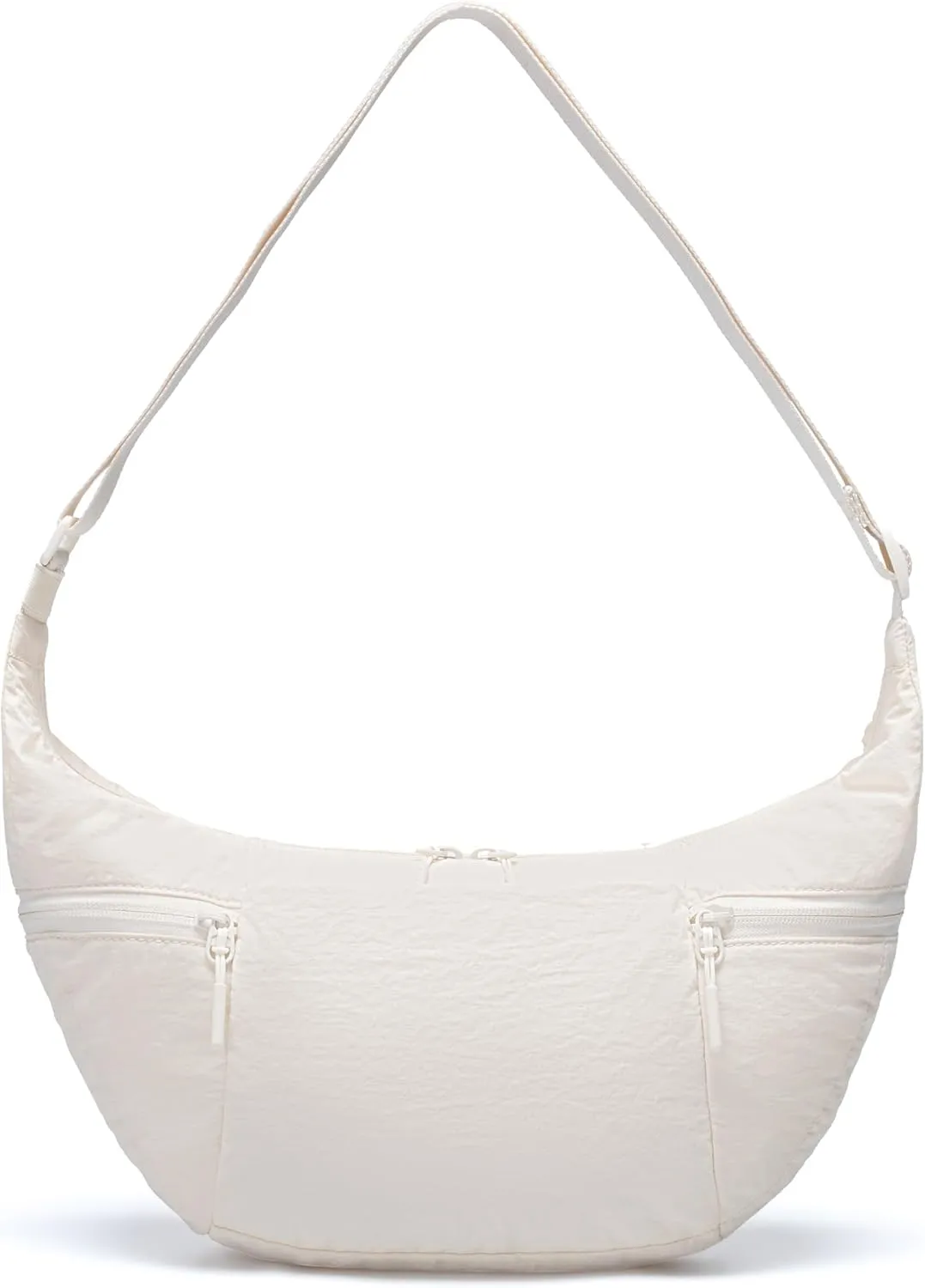 VONAL Nylon Crossbody Bag for Women, Lightweight Shoulder Purse with Zipper, Trendy Crescent Sling Bag with Adjustable Stap