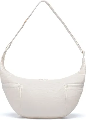 VONAL Nylon Crossbody Bag for Women, Lightweight Shoulder Purse with Zipper, Trendy Crescent Sling Bag with Adjustable Stap