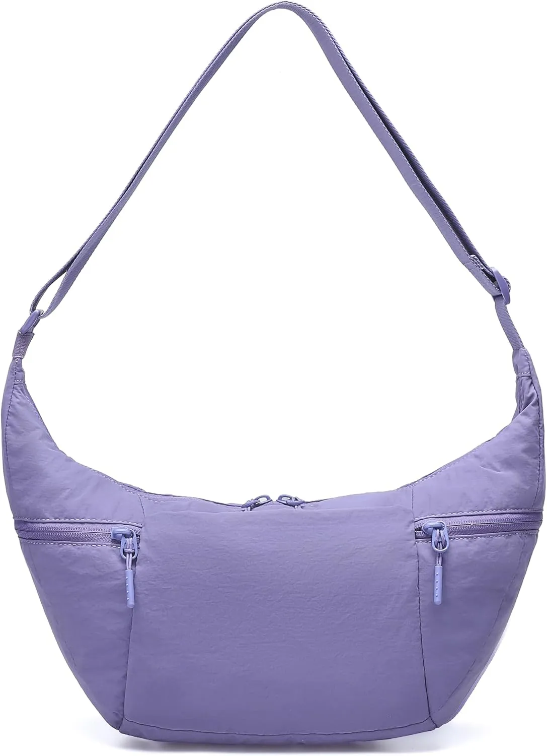 VONAL Nylon Crossbody Bag for Women, Lightweight Shoulder Purse with Zipper, Trendy Crescent Sling Bag with Adjustable Stap