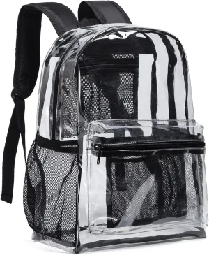 Vorspack Clear Backpack Heavy Duty PVC Transparent Backpack with Reinforced Strap for College Workplace