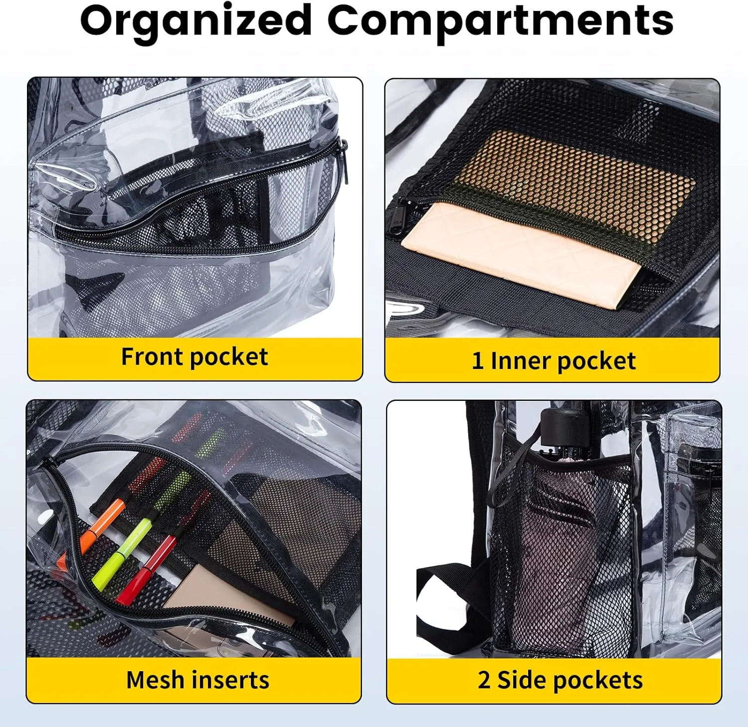 Vorspack Clear Backpack Heavy Duty PVC Transparent Backpack with Reinforced Strap for College Workplace