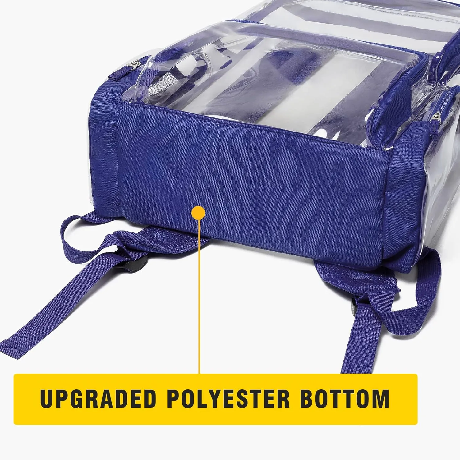 Vorspack Clear Backpack - Transparent Backpack with Reinforced Bottom & Multi-pockets for College Workplace Security - Navy