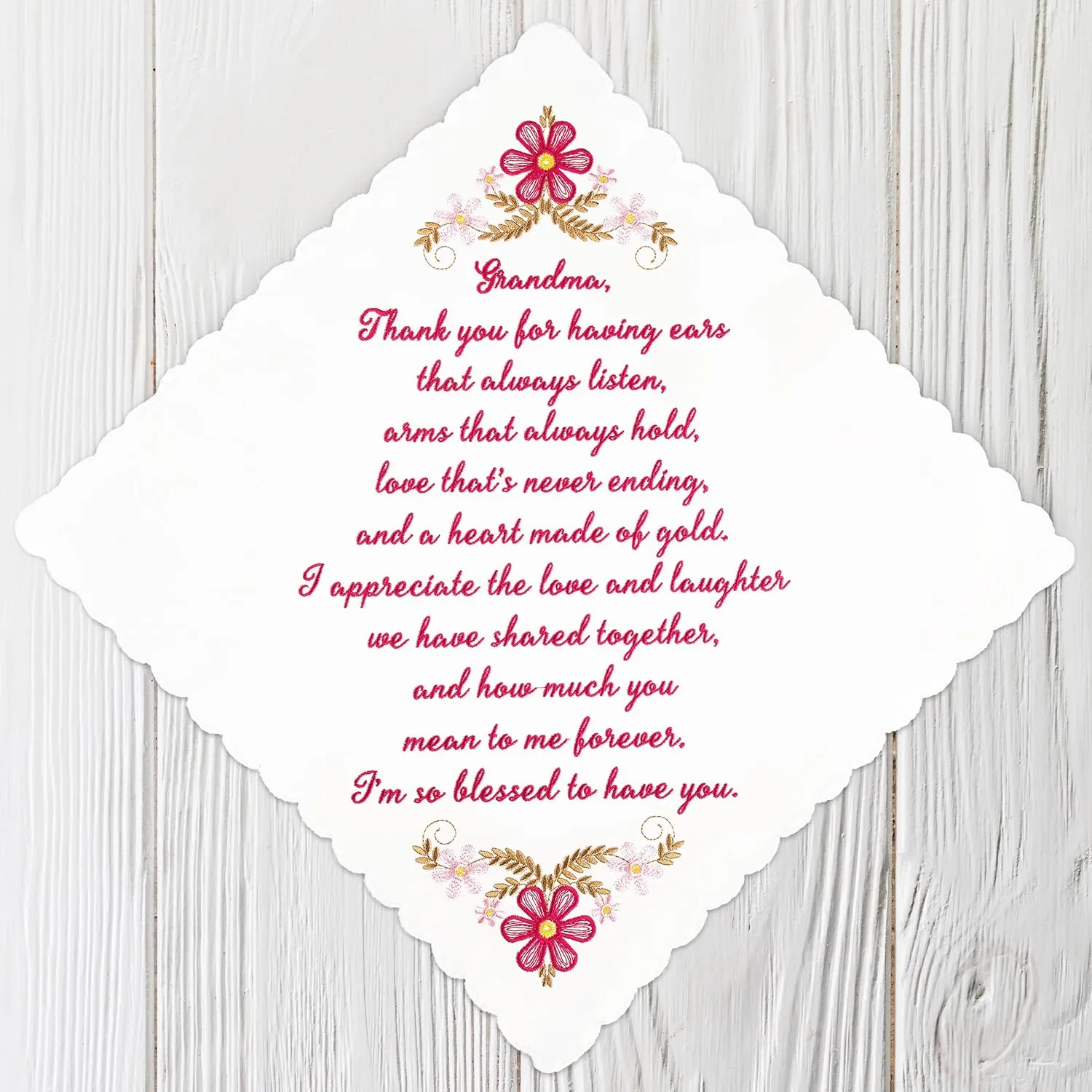 W&F GIFT Embroidered Wedding Handkerchief - Mom, Dad, New Mom, New Dad & Grandma
