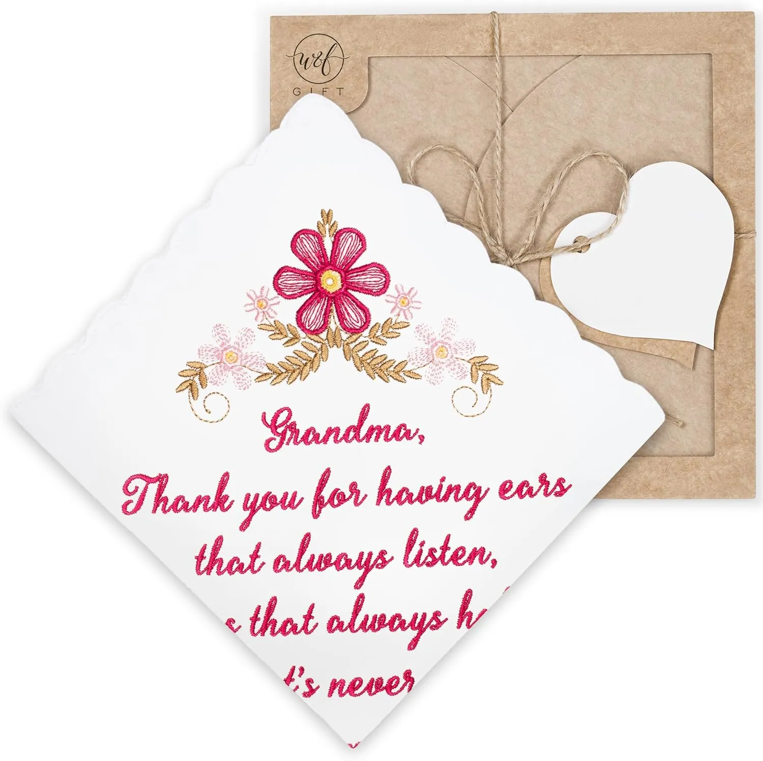 W&F GIFT Embroidered Wedding Handkerchief - Mom, Dad, New Mom, New Dad & Grandma