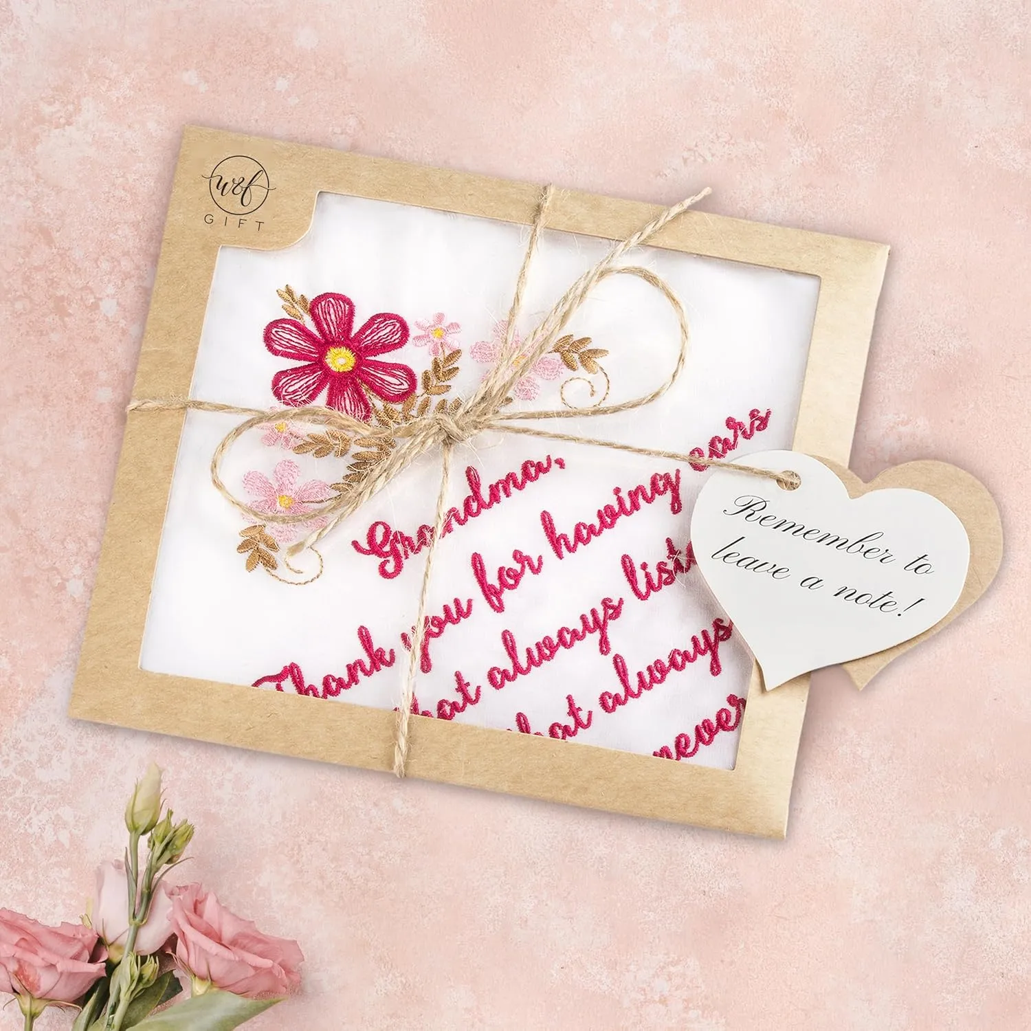 W&F GIFT Embroidered Wedding Handkerchief - Mom, Dad, New Mom, New Dad & Grandma