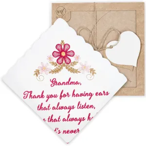 W&F GIFT Embroidered Wedding Handkerchief - Mom, Dad, New Mom, New Dad & Grandma