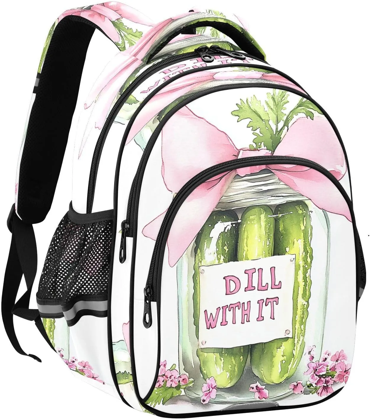 Watercolor Cute Pickle Jar Backpacks Elementary School Shoulder Bag Bookbag for Girls Kids Boys, Small