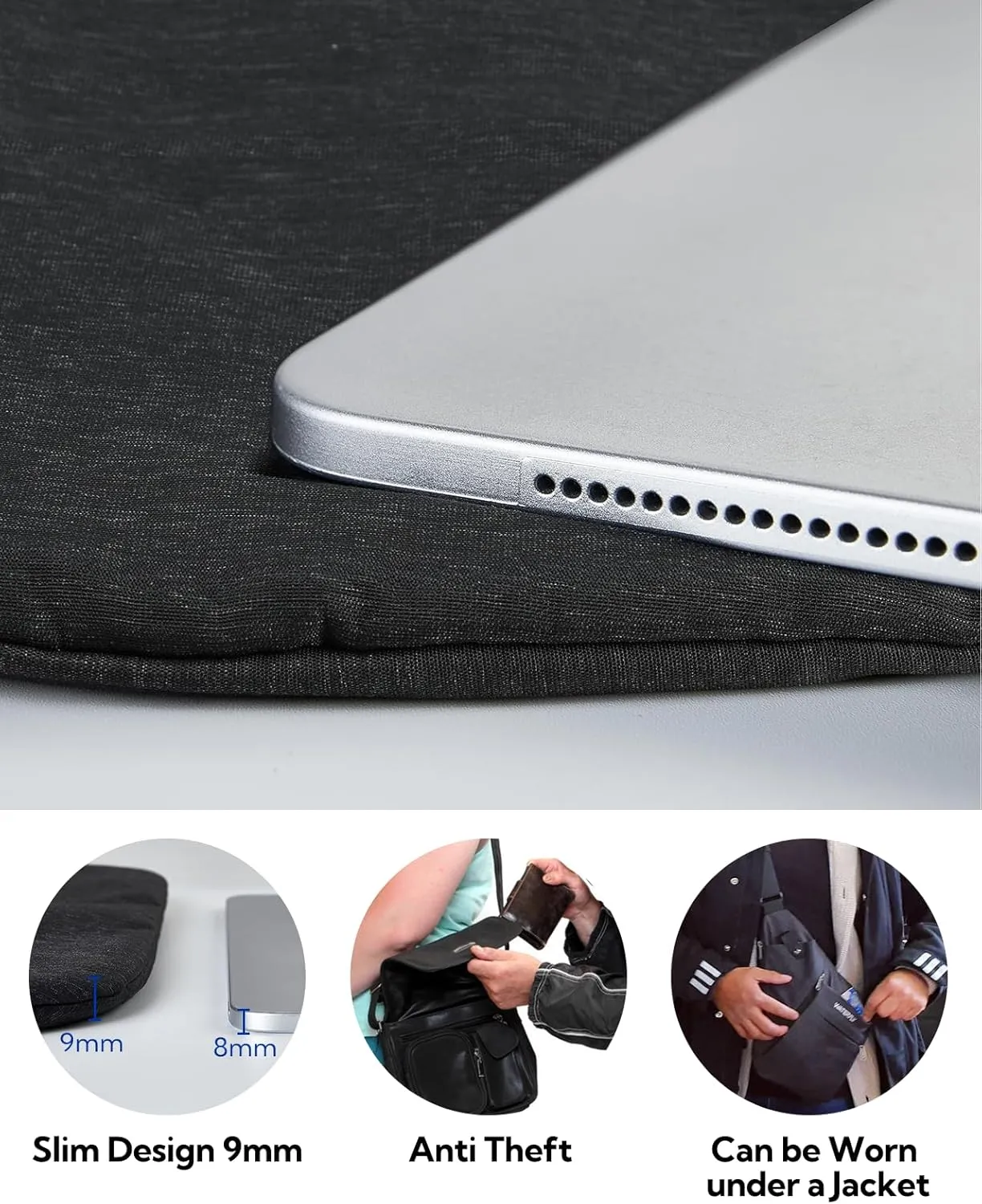 WATERFLY Sling Crossbody Chest Bag: Slim Anti-Theft Cross Body Bag Over Shoulder Backpack Stealth Side Pack Man Woman