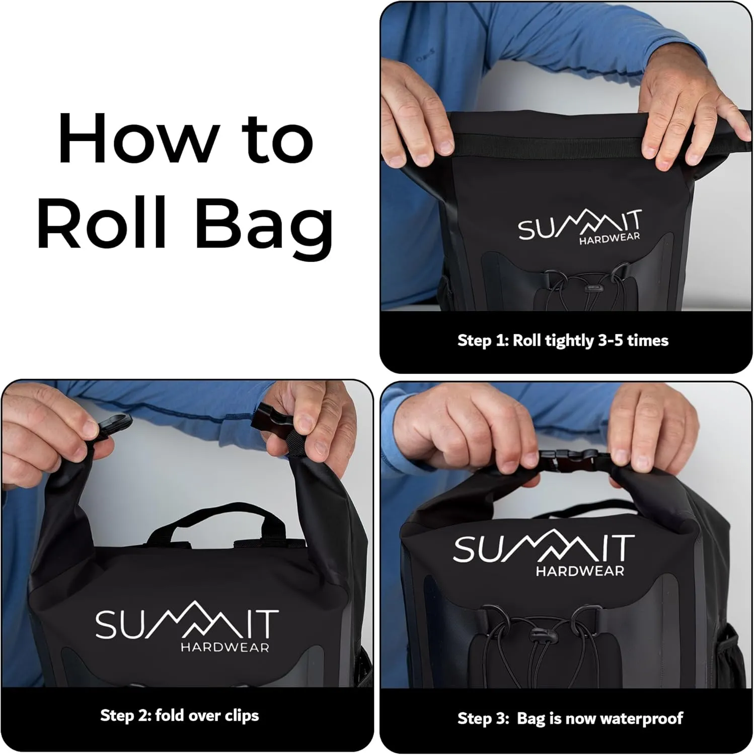 Waterproof Backpack –Dry Bag Backpack with Roll Top Closure – Hiking – Dry Sack for Kayaking (Blackberry Black, 25 Liter)