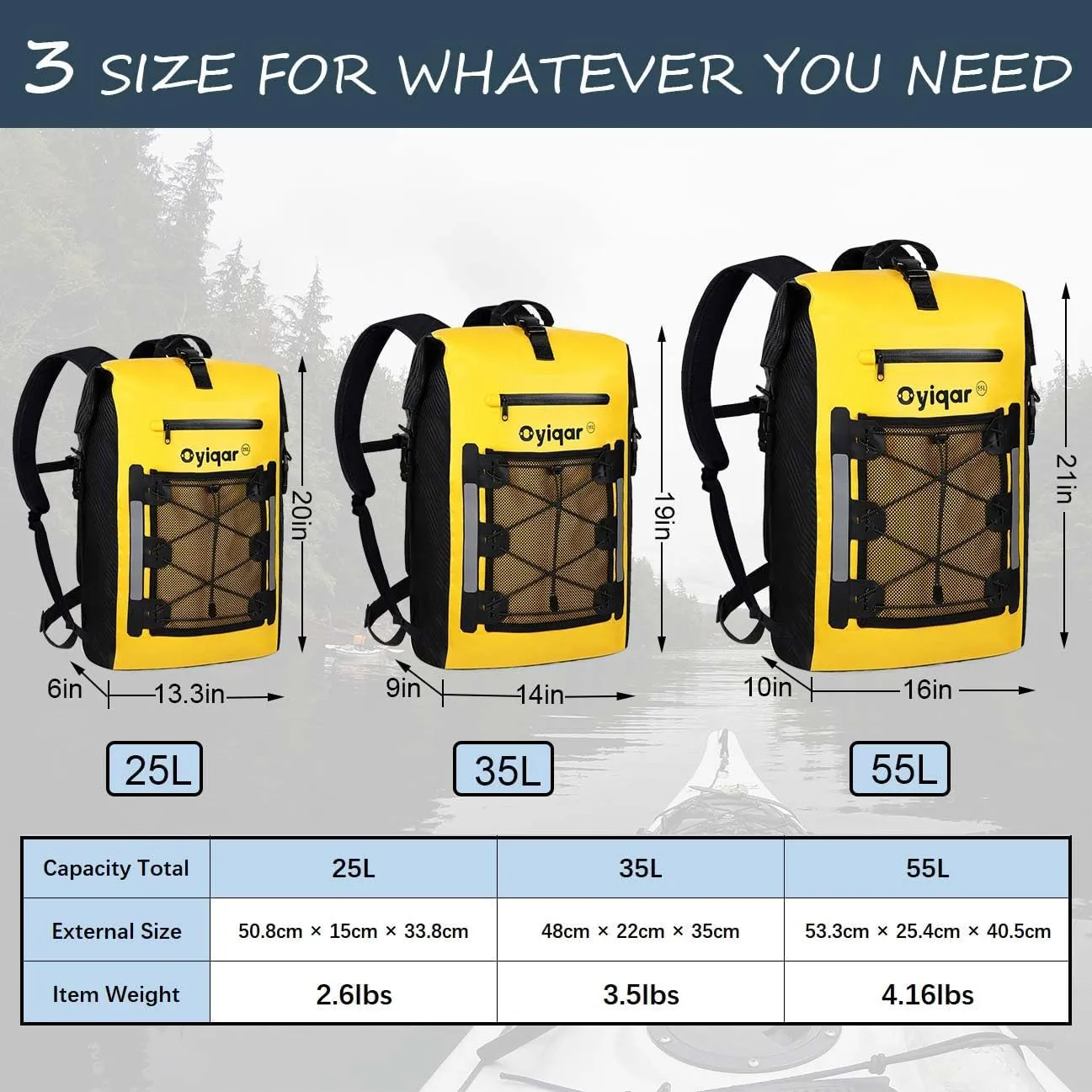 Waterproof Backpack Heavy Duty Dry Bag Roll Top Closure Waterproof Bag Waterproof Bag with IPX8 Waterproof Phone Case