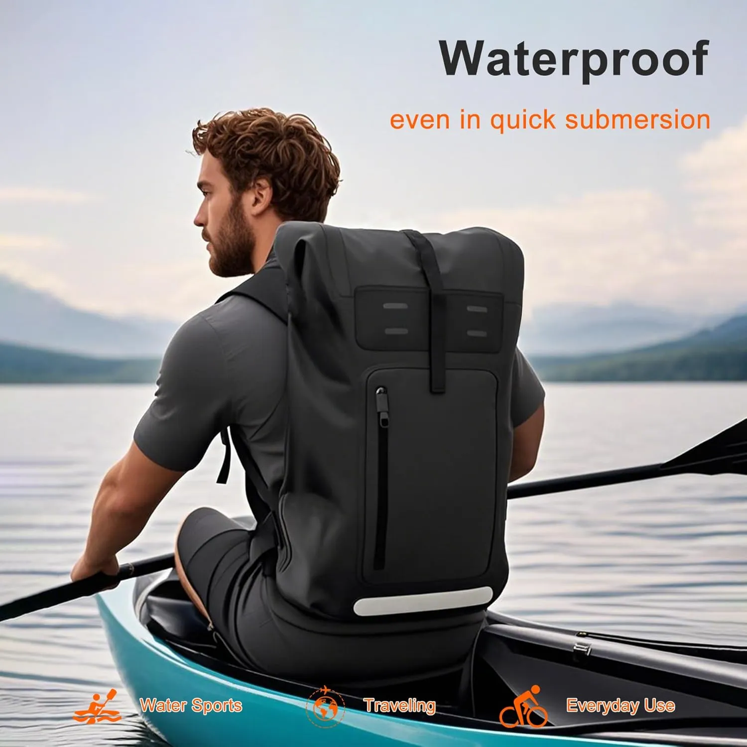 Waterproof Backpack，Heavy Duty Hiking Backpack，35/55/85L dry bag backpack waterproof for Men，Roll-Top Closure，for Kayaking, Travel, Hiking, Fishing, Camping, Motorcycles (green, 35L)