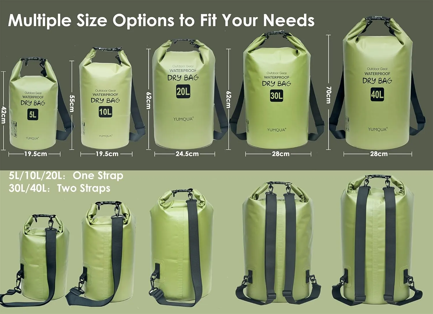 Waterproof Dry Bag Backpack 5L/10L/20L/30L/40L, Roll Top Floating Waterproof Storage Bags for Kayaking, Boating, Swimming, Hiking, Camping and Fishing