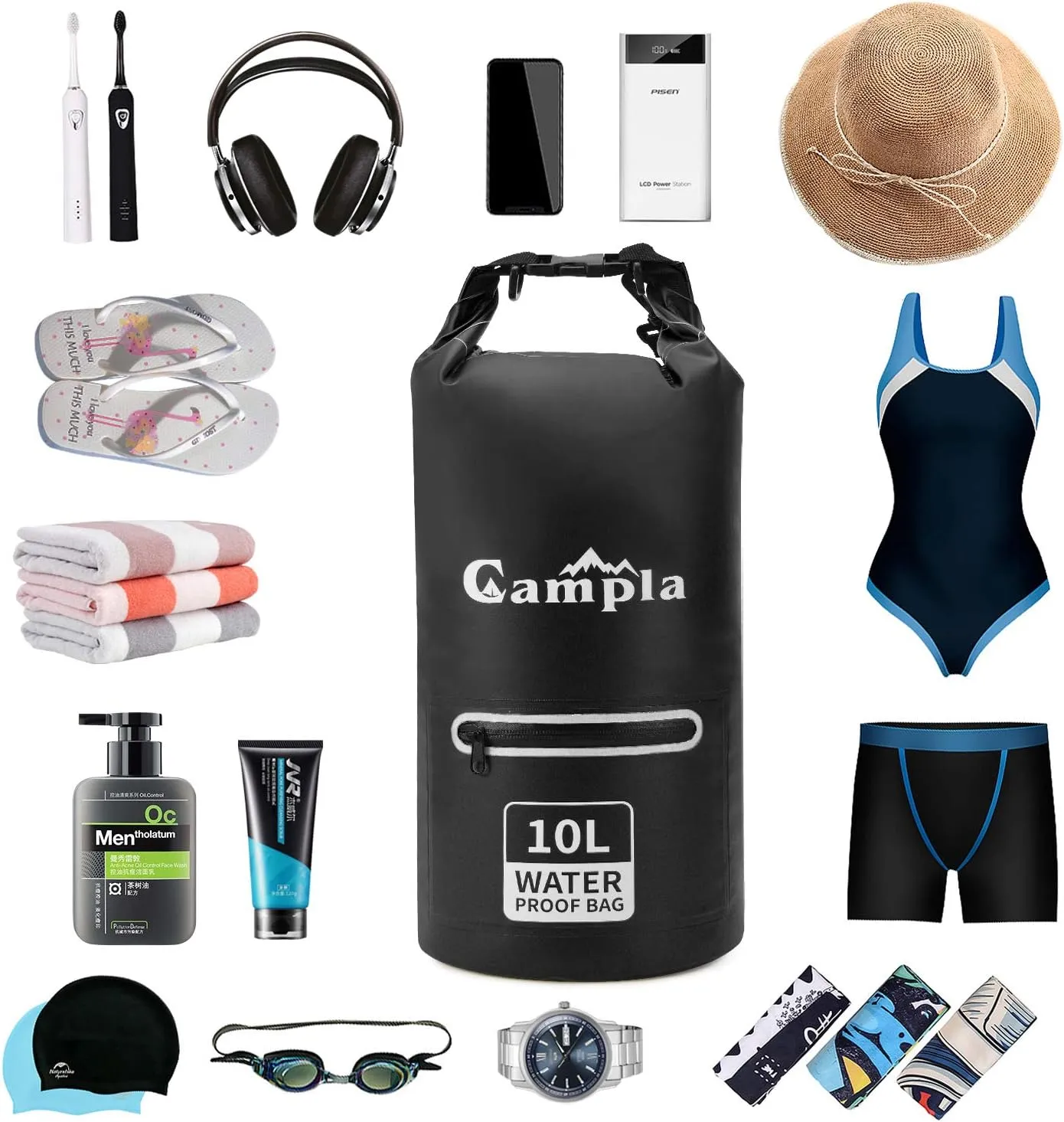 Waterproof Dry Bag Backpack for Kayaking 10L 20L, Roll Top Lightweight Floating Waterproof Bag Dry Sack w/Strap and Watertight Phone Case for Boating,Swimming,Beach, Fishing and Water Sports