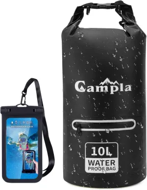 Waterproof Dry Bag Backpack for Kayaking 10L 20L, Roll Top Lightweight Floating Waterproof Bag Dry Sack w/Strap and Watertight Phone Case for Boating,Swimming,Beach, Fishing and Water Sports
