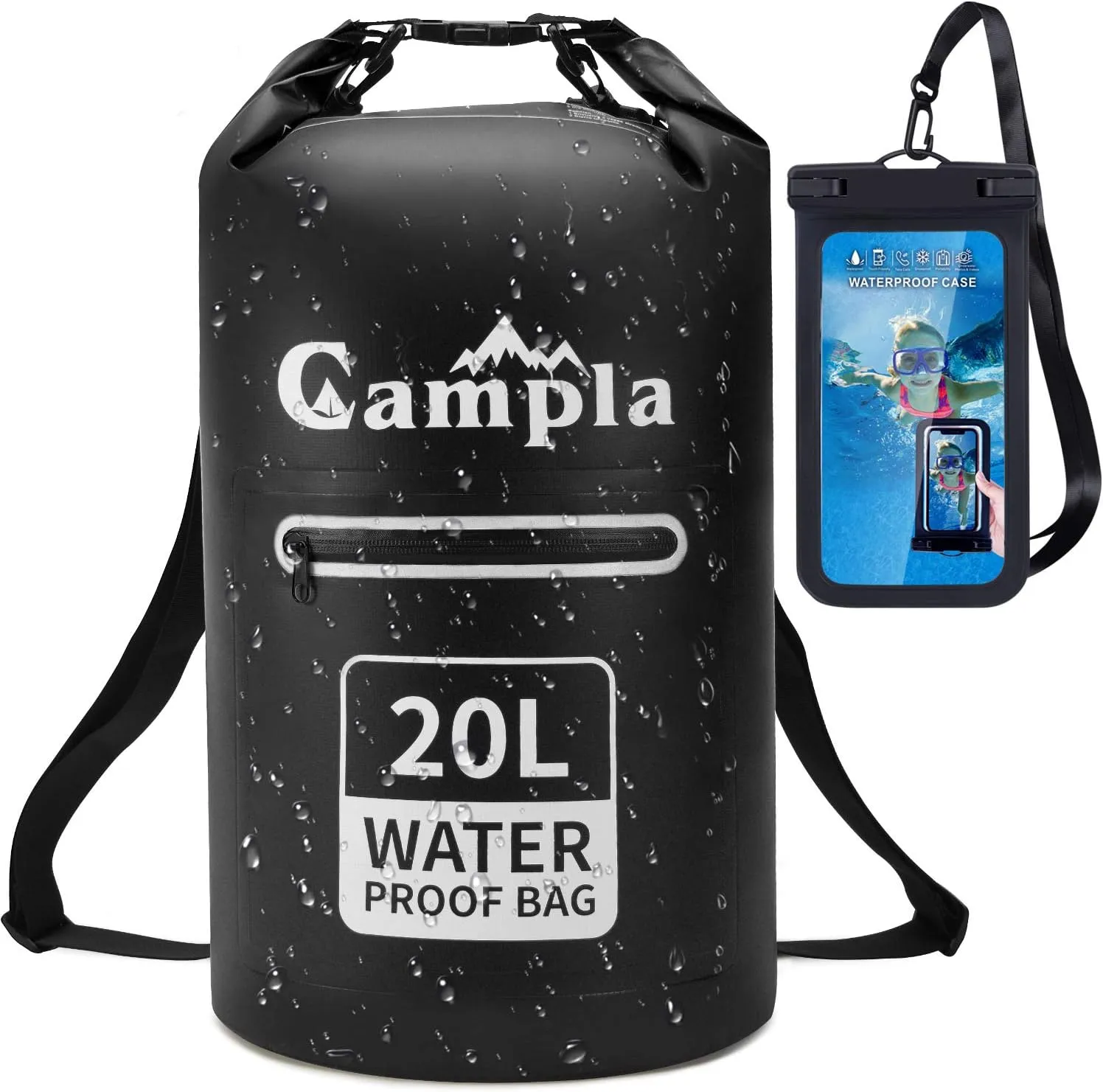 Waterproof Dry Bag Backpack for Kayaking 10L 20L, Roll Top Lightweight Floating Waterproof Bag Dry Sack w/Strap and Watertight Phone Case for Boating,Swimming,Beach, Fishing and Water Sports