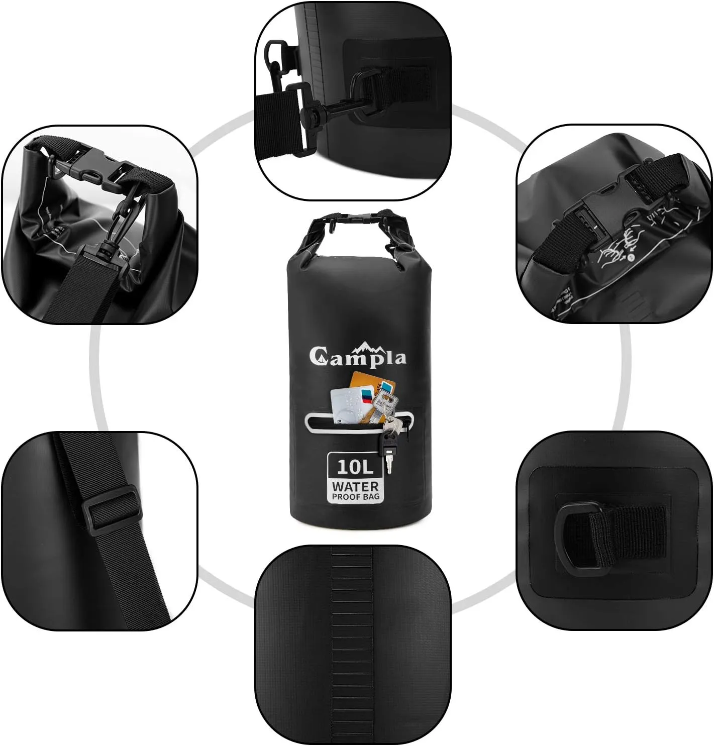 Waterproof Dry Bag Backpack for Kayaking 10L 20L, Roll Top Lightweight Floating Waterproof Bag Dry Sack w/Strap and Watertight Phone Case for Boating,Swimming,Beach, Fishing and Water Sports
