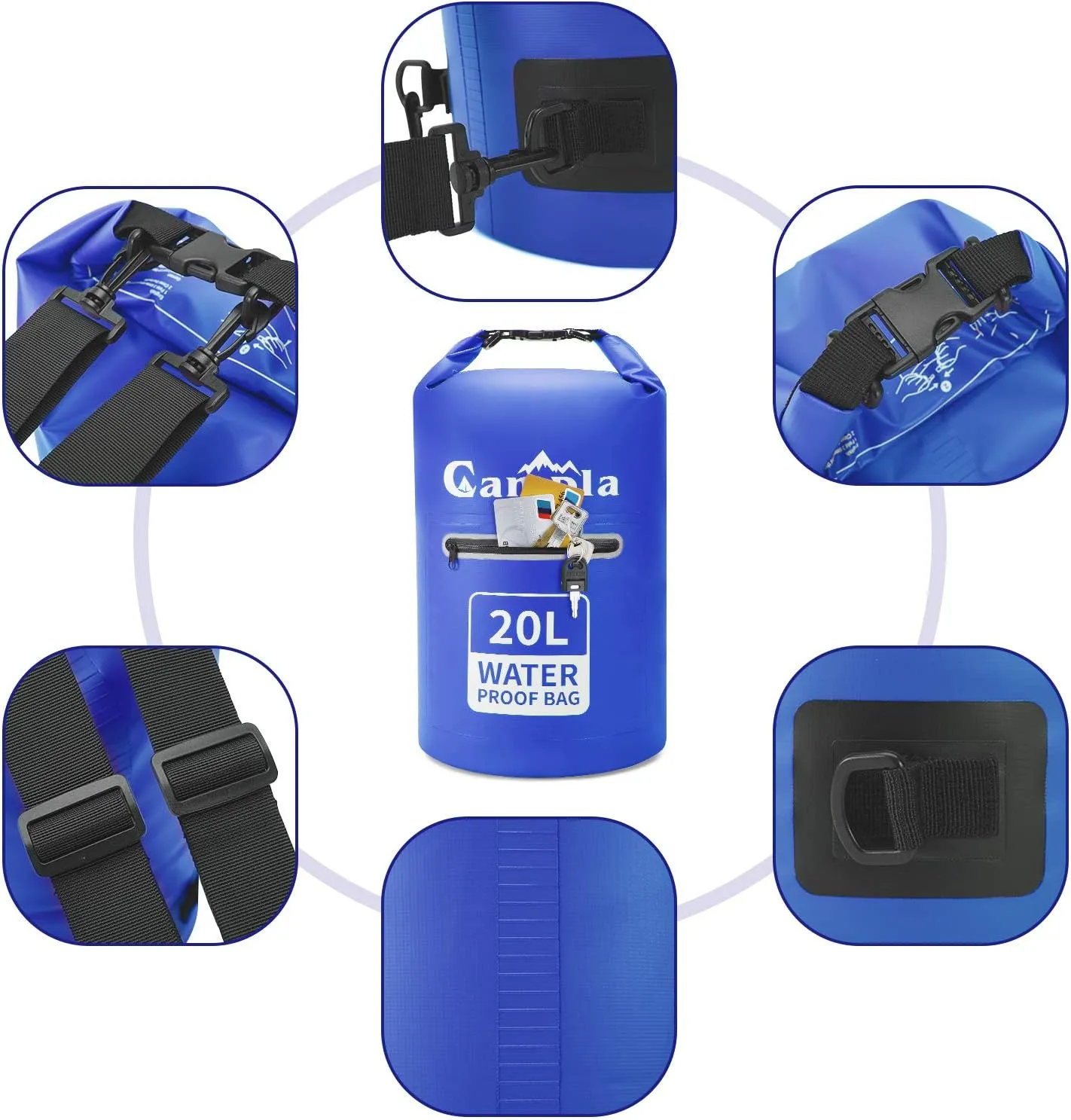 Waterproof Dry Bag Backpack for Kayaking 10L 20L, Roll Top Lightweight Floating Waterproof Bag Dry Sack w/Strap and Watertight Phone Case for Boating,Swimming,Beach, Fishing and Water Sports
