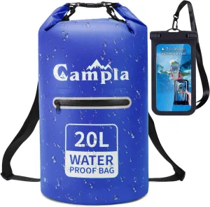 Waterproof Dry Bag Backpack for Kayaking 10L 20L, Roll Top Lightweight Floating Waterproof Bag Dry Sack w/Strap and Watertight Phone Case for Boating,Swimming,Beach, Fishing and Water Sports