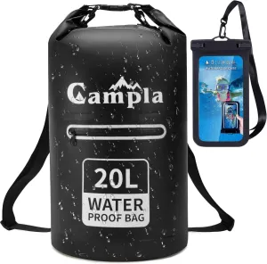 Waterproof Dry Bag Backpack for Kayaking 10L 20L, Roll Top Lightweight Floating Waterproof Bag Dry Sack w/Strap and Watertight Phone Case for Boating,Swimming,Beach, Fishing and Water Sports